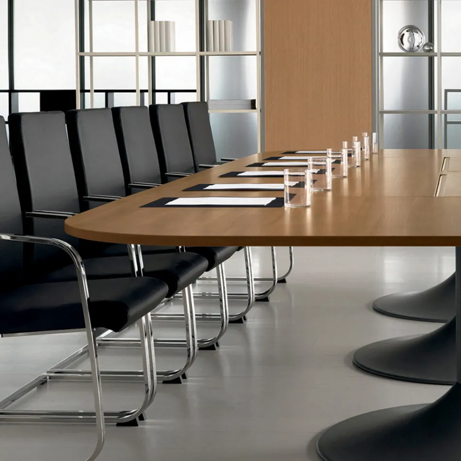 Besprechungstisch aus geformtem Melamin in Nussbaum natur - Gaelle Viadurini