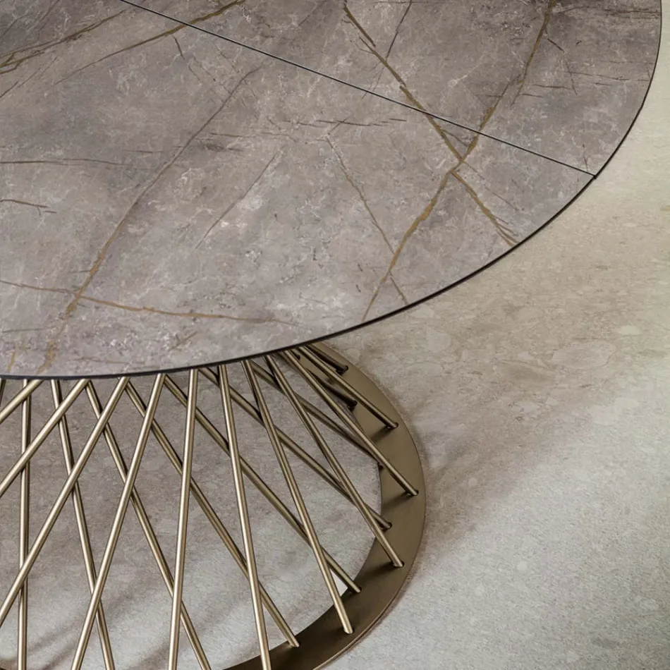 Runder Tisch ausziehbar auf 170 cm aus Metall und HPL - Sorriso Viadurini