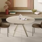Ausziehbarer runder Tisch aus Sinterstein mit Marmoroptik - Portico Viadurini
