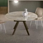 Ausziehbarer runder Tisch aus Sinterstein mit Marmoroptik - Portico Viadurini