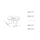 Runder Tisch mit extraklarer Glasplatte und champagnerfarbenem Untergestell - Piacere Viadurini