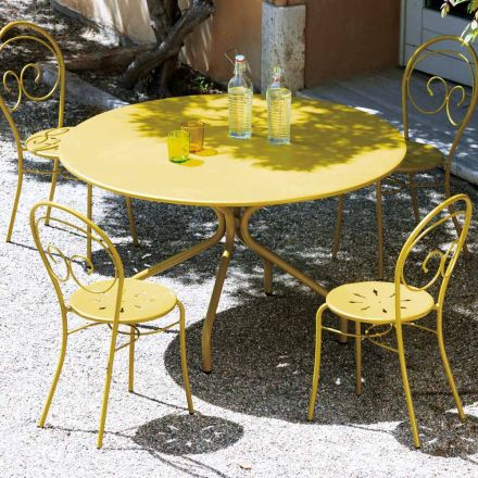 Runder Gartentisch aus verzinktem Stahl Made in Italy - Selvaggia Viadurini
