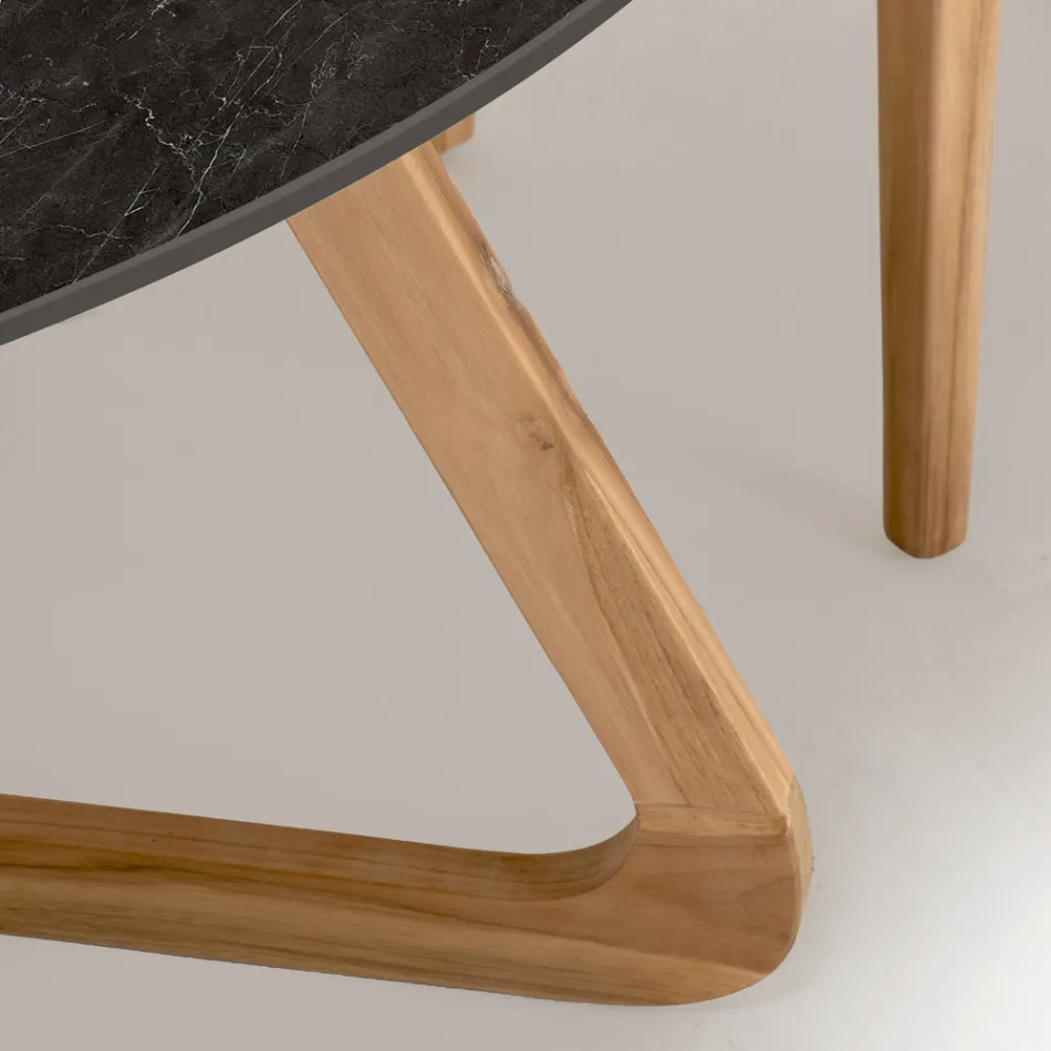 Runder Gartentisch aus schwarzer Marquinia-Keramik Made in Italy - Pegaso Viadurini