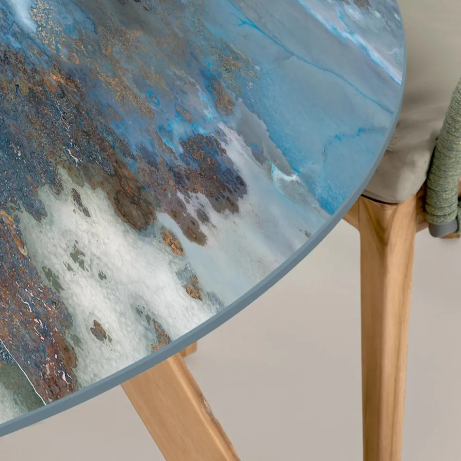 Runder Outdoor-Keramiktisch Thunderstorm Made in Italy - Pegaso Viadurini