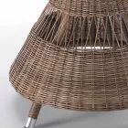 Runder Gartentisch aus Polyrattan mit Glasplatte - Gigi Viadurini
