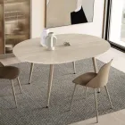 Runder Sechssitzer-Tisch mit MDF-Platte und Metallgestell - Croma Viadurini