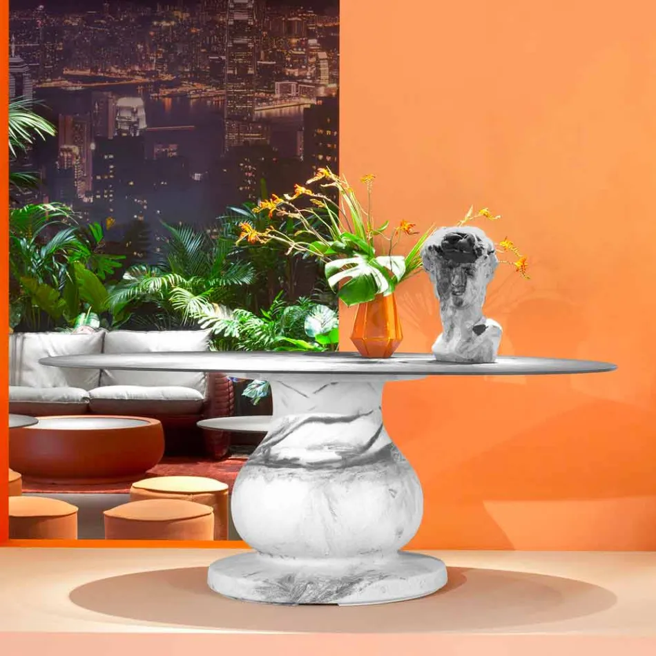 Runder Tisch im klassischen Design mit Platte aus Ø140 und HPL - 19. Jahrhundert von Slide Viadurini