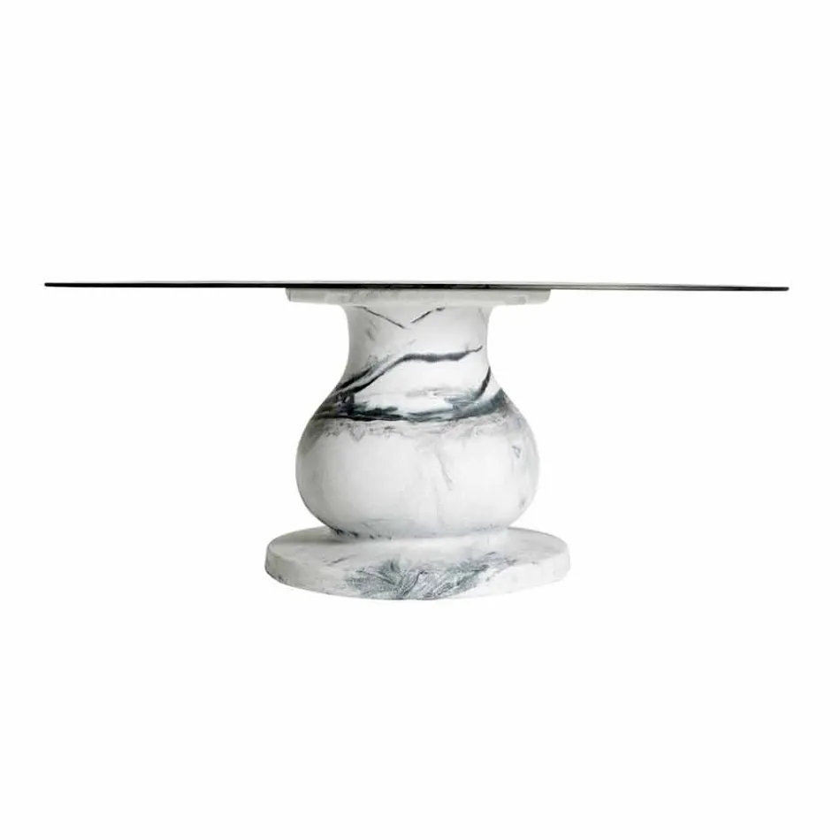 Runder Tisch im klassischen Design mit Platte aus Ø140 und HPL - 19. Jahrhundert von Slide Viadurini