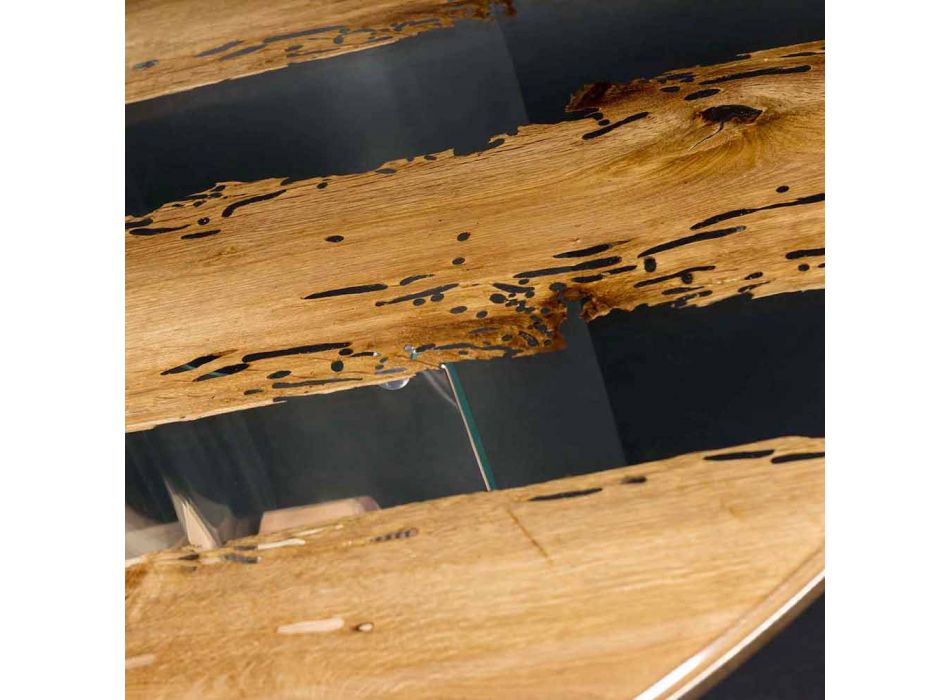 Round Design Tisch aus venezianischem Glas und Holz-Delphin Viadurini