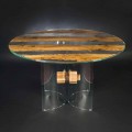Runder Tisch aus Briccola Holz und Glas Venezia