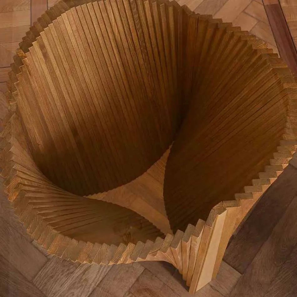 Runder Designtisch aus Glas und geölter Esche Made in Italy - Madame Viadurini