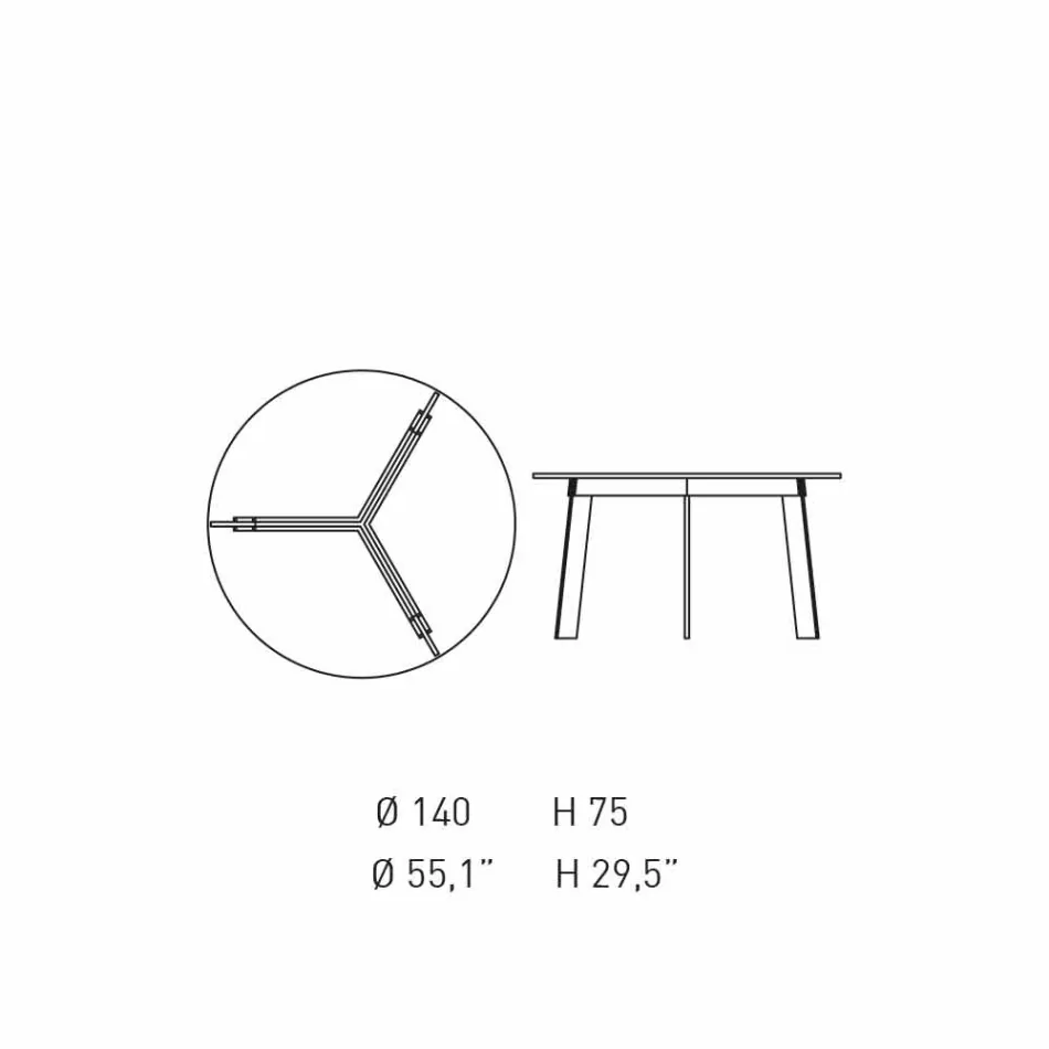 Runder Tisch mit modernem Design aus Stahl und farbig lackiertem MDF - Aronte Viadurini