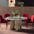 Fester runder Tisch mit Keramikplatte, hergestellt in Italien – Schere Viadurini