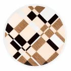 Runder Tisch Modeno mit Glasplatte und Holzeinlagen Ozzy Viadurini