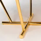 Runder Tisch Modeno mit Glasplatte und Holzeinlagen Ozzy Viadurini