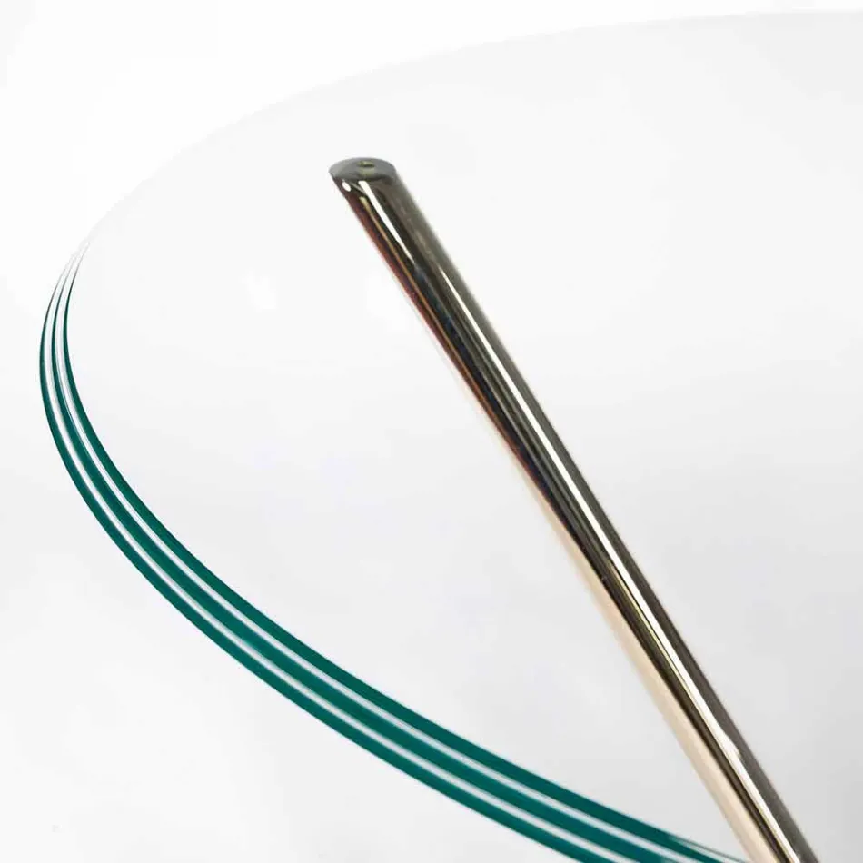 Moderner runder Tisch mit Glasplatte und Adele-Marmorsockel Viadurini