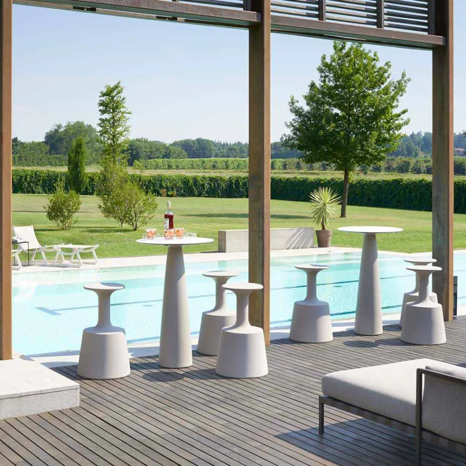 Runder Tisch aus Polyethylen Slide Hoplà (H110) hpl-Platte in Italien hergestellt Viadurini