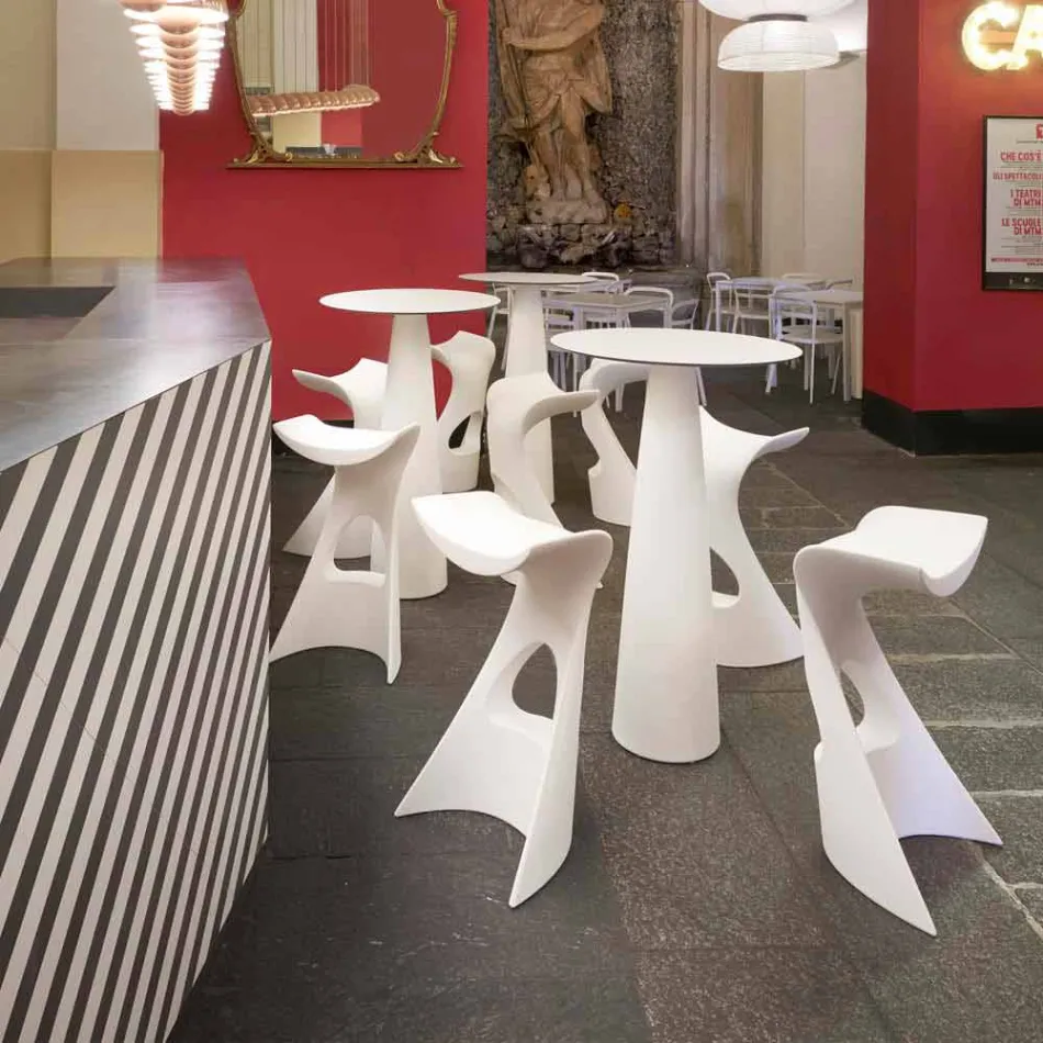 Runder Tisch aus Polyethylen Slide Hoplà (H110) hpl-Platte in Italien hergestellt Viadurini