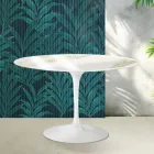 Saarinen Tulip Rundtisch H 74 cm in Florim Calacatta Gold Glanzkeramik - Scharlachrot Viadurini
