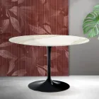 Saarinen Tulip Rundtisch H 74 cm in Florim Calacatta Gold Matt Keramik - Scharlachrot Viadurini