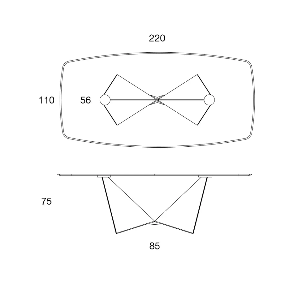 Esszimmertischplatte aus matt Keramik und Metallbeinen - Monacco Viadurini