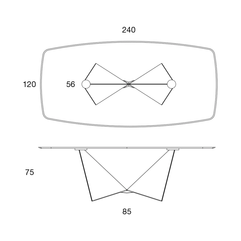 Esszimmertischplatte aus matt Keramik und Metallbeinen - Monacco Viadurini