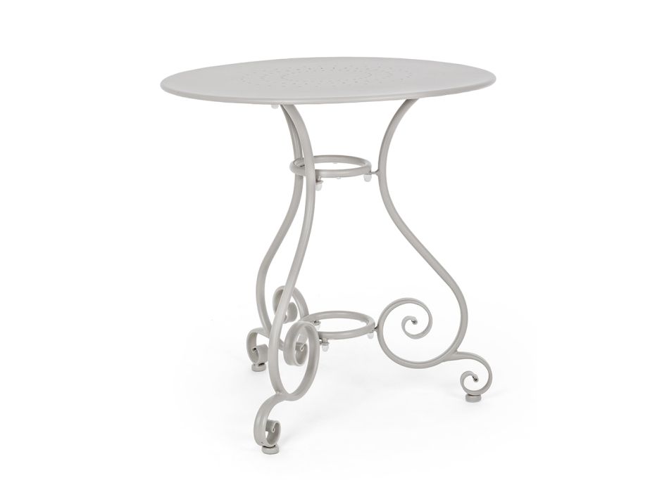 Runder Gartentisch im Shabby-Chic-Stil aus lackiertem Stahl – Verzauberung Viadurini