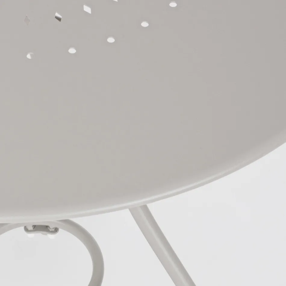 Runder Gartentisch im Shabby-Chic-Stil aus lackiertem Stahl – Verzauberung Viadurini