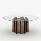 Runder Esstisch aus extraklarem Glas, hergestellt in Italien - Duna Viadurini