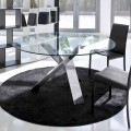 Runder Designtisch D 120 mit Kristallplatte made in Italy Cristal