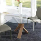 Runder Designtisch d.160 Kristallplatte made in Italy Cristal Viadurini