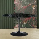 Eero Saarine Tulip Tisch H 73 mit runder Platte aus Verde Alpi Marmor Viadurini