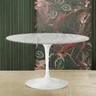 Eero Saarinen Tulip Tisch H 73 mit runder Platte aus Statuarietto Carrara Marmor Viadurini
