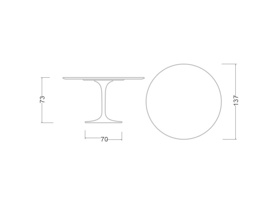 Tulpentisch Eero Saarinen H 73 mit runder Platte aus Carrara Statuarietto-Marmor Viadurini