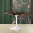 Eero Saarinen Tulip Tisch H 73 mit runder Platte aus dunklem Marmor Emperador Viadurini