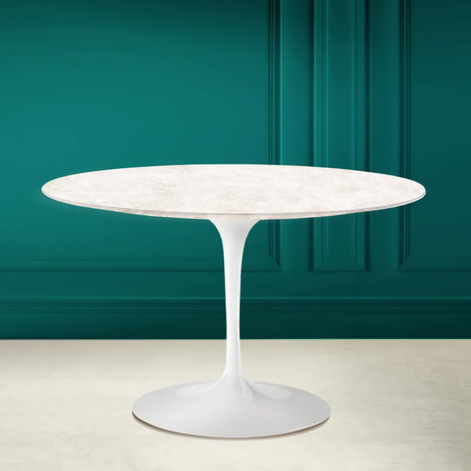 Tulip Tisch Eero Saarinen H 73 in Diamant Creme Keramik Made in Italy - Scharlachrot Viadurini