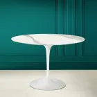 Tulip Tisch Eero Saarinen H 73 in Statuario Vollkeramik Made in Italy - Scharlachrot Viadurini
