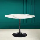 Tulip Tisch Eero Saarinen H 73 in Statuario Vollkeramik Made in Italy - Scharlachrot Viadurini