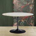 Tulip Eero Saarinen H 73 Tisch aus Calacatta Marmor Gold, hergestellt in Italien – Scharlachrot