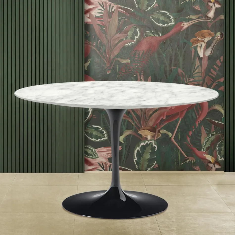 Tulpentisch Eero Saarinen H 73 aus Carrara-Marmor Made in Italy Viadurini