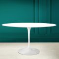 Tulip Eero Saarinen H 73 Ovaler Tisch aus absolut weißer Keramik, hergestellt in Italien – Scharlachrot