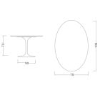 Tulpentisch Eero Saarinen H 73 Oval aus absolut weißer Keramik, hergestellt in Italien – Scharlachrot Viadurini