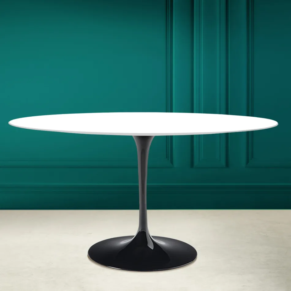 Tulpentisch Eero Saarinen H 73 Oval in absolut weißer Keramik Made in Italy - Scharlachrot Viadurini