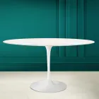 Tulpentisch Eero Saarinen H 73 Oval in Diamant Creme Keramik Made in Italy - Scharlachrot Viadurini