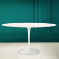 Tulip Tisch Eero Saarinen H 74 Oval in Diamant Creme Keramik Made in Italy - Scharlachrot