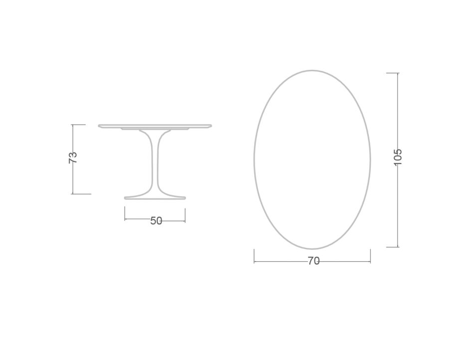 Tulpentisch Eero Saarinen H 73 Oval aus Keramik Diamantcreme Made in Italy – Scharlachrot Viadurini