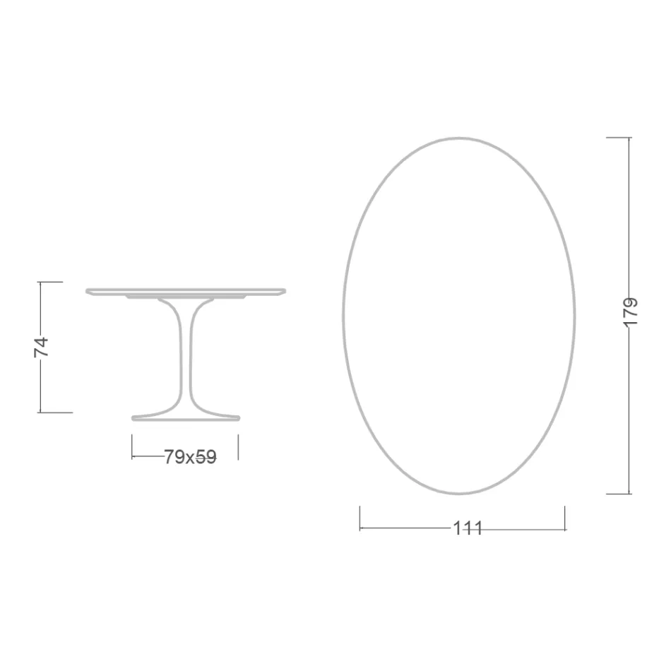 Tulpentisch Eero Saarinen H 73 Oval aus Keramik Entzo Made in Italy - Scharlachrot Viadurini