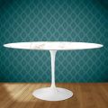 Tulip Eero Saarinen H 73 Ovaler Tisch aus Entzo-Keramik, hergestellt in Italien – Scharlachrot