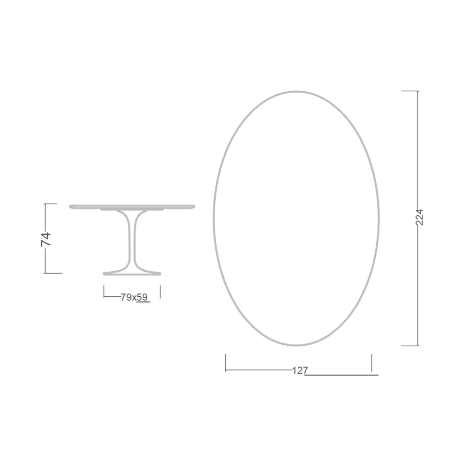Tulpentisch Eero Saarinen H 73 Oval aus Keramik Entzo Made in Italy - Scharlachrot Viadurini