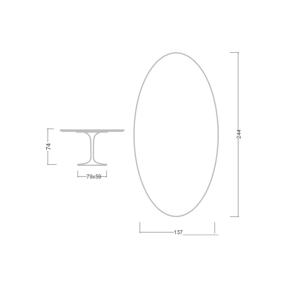 Tulpentisch Eero Saarinen H 73 Oval aus Keramik Entzo Made in Italy - Scharlachrot Viadurini